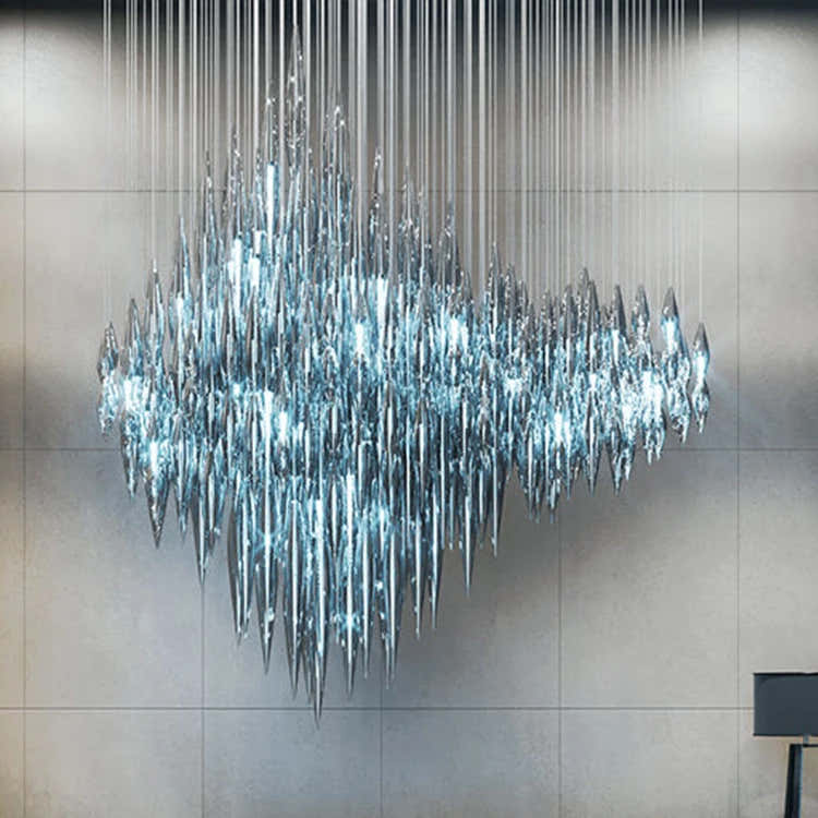 Modern Style Indoor Decoration Large Project Hotel Lobby Villa Staircase Glass Chandelier Lighting