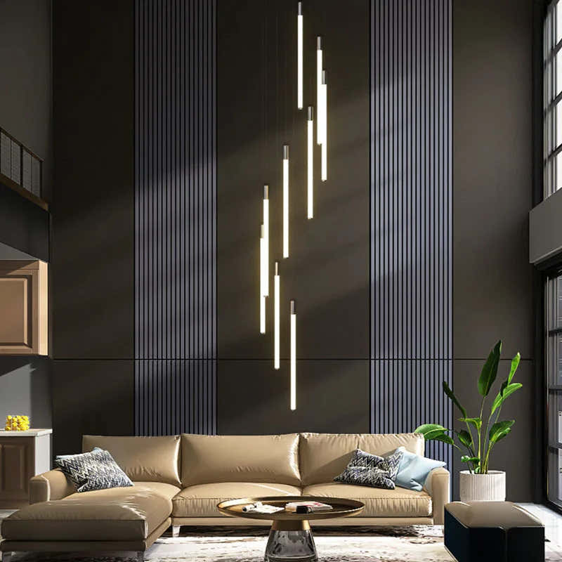 Custom Modern Iron Staircase Villa Apartment Loft Long Chandelier Hotel Villa Staircase Pendant Light