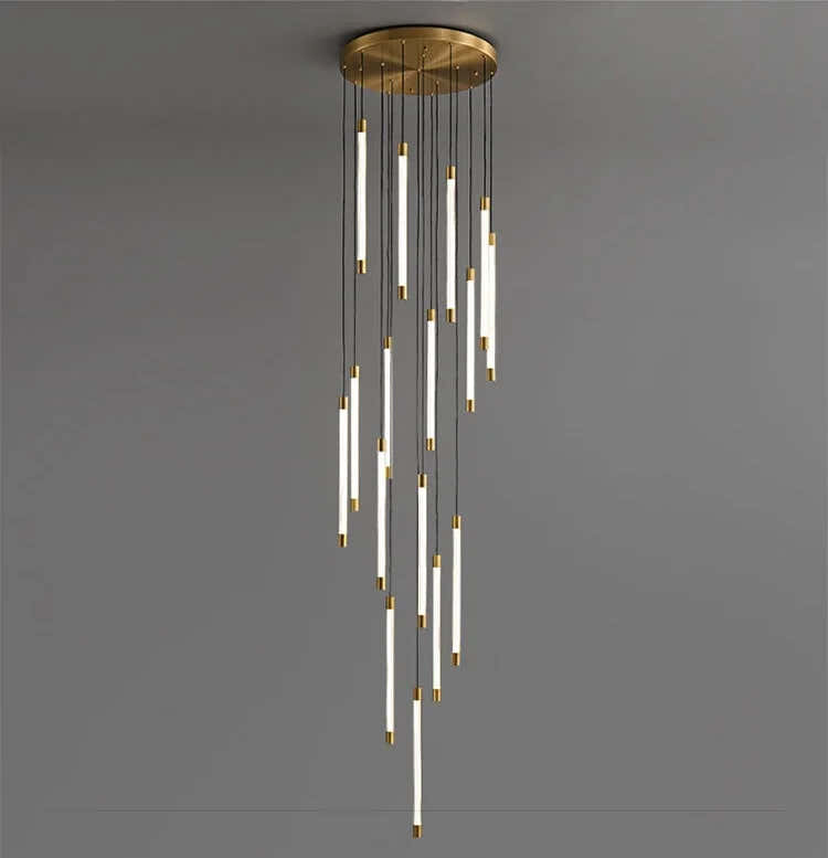 Custom Modern Iron Staircase Villa Apartment Loft Long Chandelier Hotel Villa Staircase Pendant Light