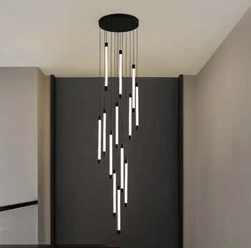 Custom Modern Iron Staircase Villa Apartment Loft Long Chandelier Hotel Villa Staircase Pendant Light