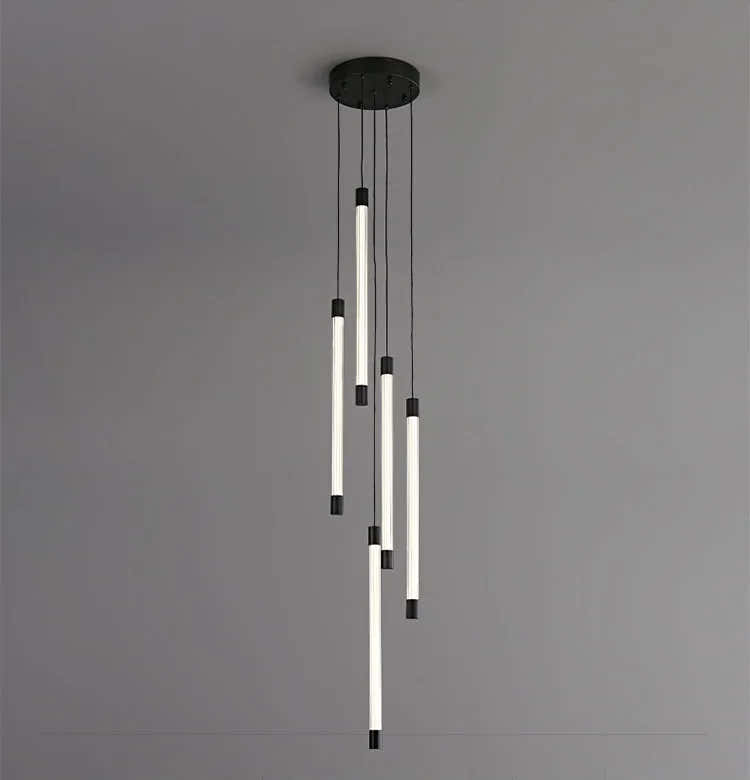 Custom Modern Iron Staircase Villa Apartment Loft Long Chandelier Hotel Villa Staircase Pendant Light