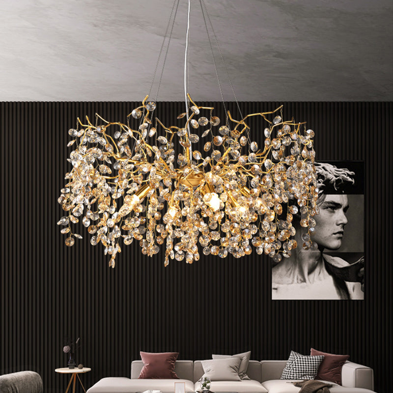 Modern Crystal Branch Chandelier for Foyer Entryway 1.5"D