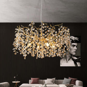 Modern Crystal Branch Chandelier for Foyer Entryway  31.5" D