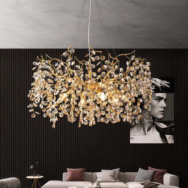 Modern Crystal Branch Chandelier for Foyer Entryway  31.5" D
