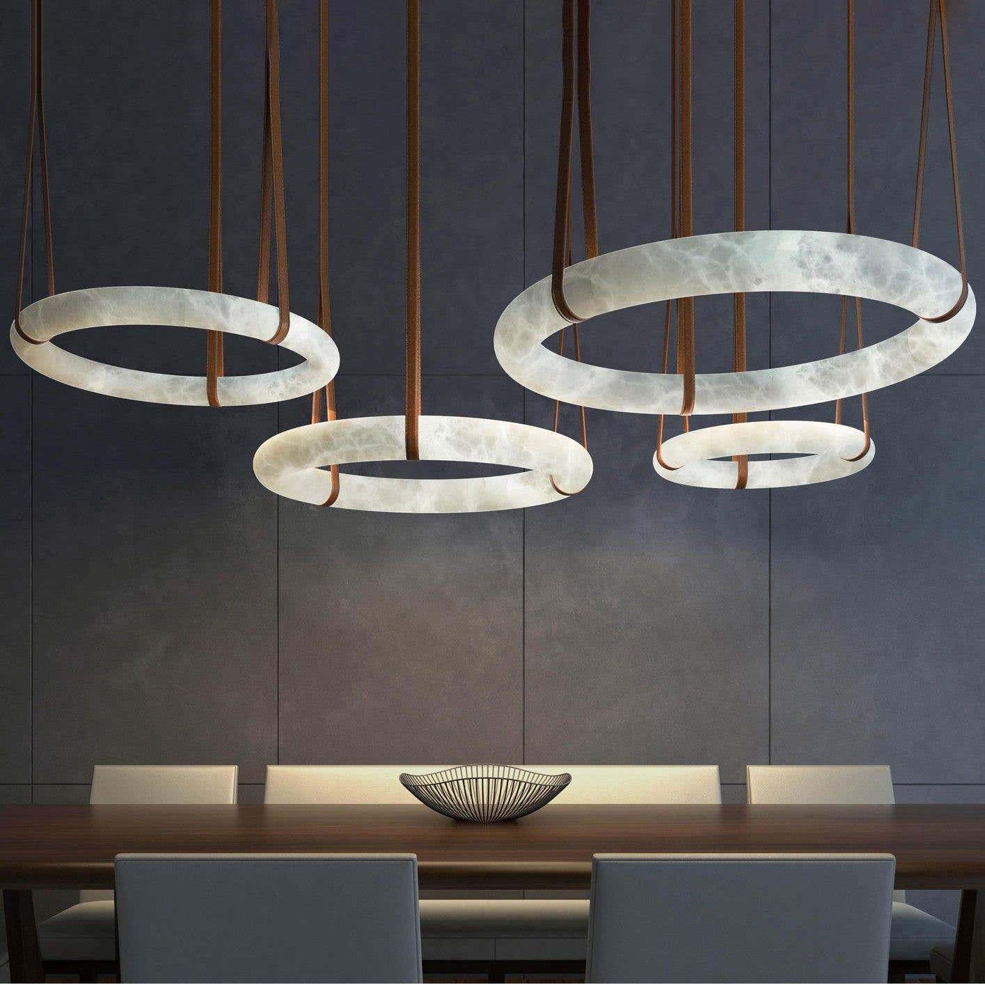 Alabaster Pendant Alabaster Chandelier, Halo Ring Chandelier