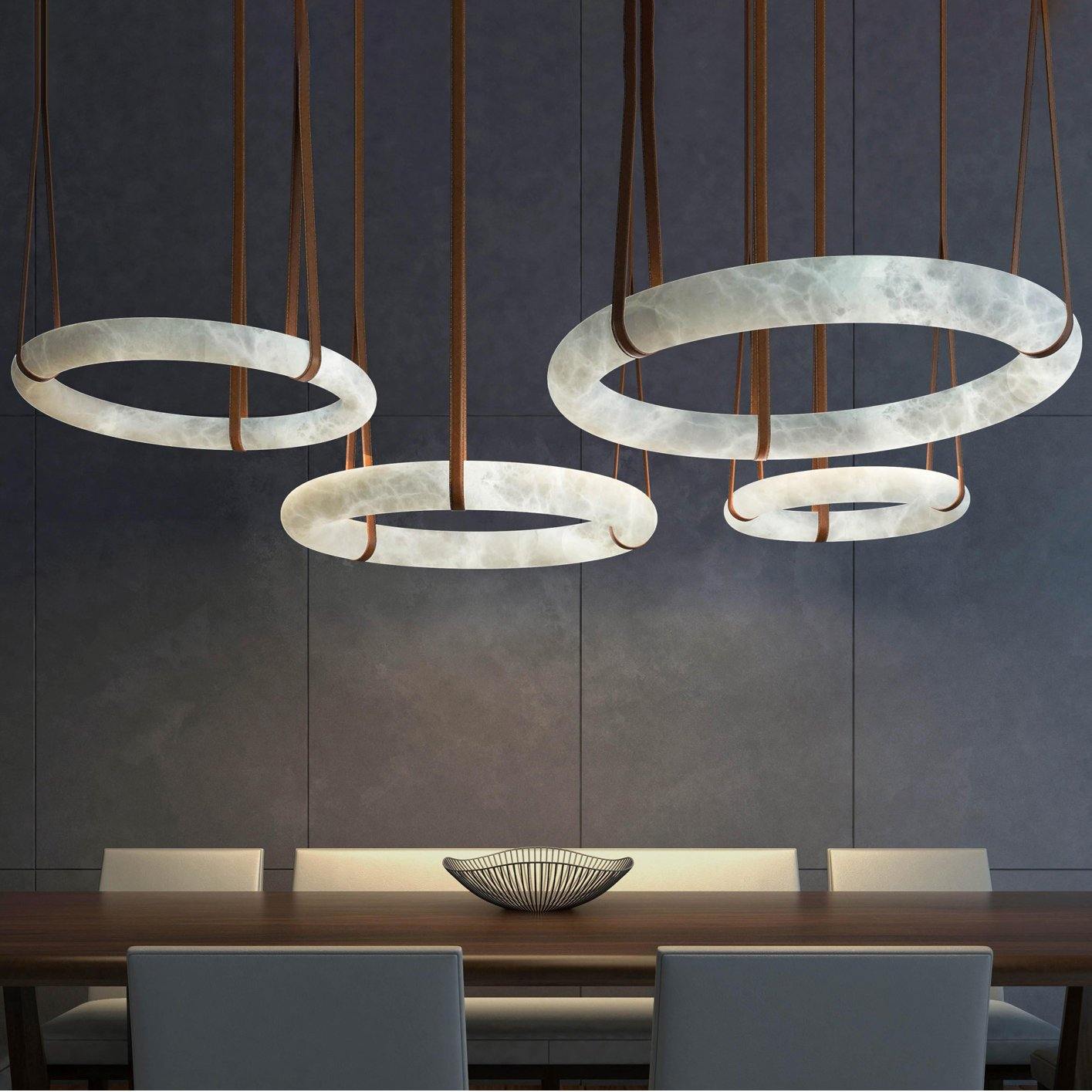 Alabaster Pendant Alabaster Chandelier, Halo Ring Chandelier