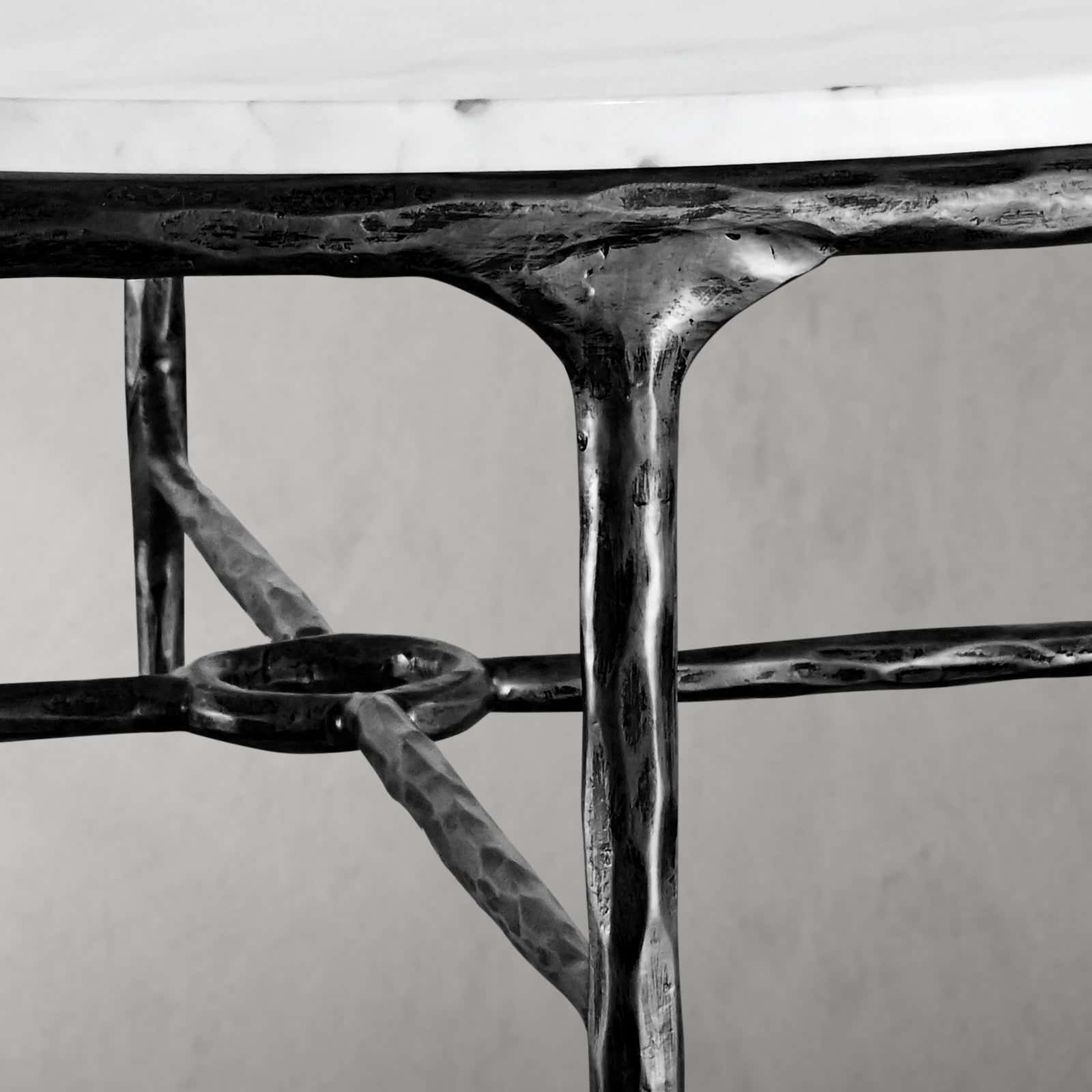 Hand-Forged Metal Marble Round Coffee Table 36" 55"