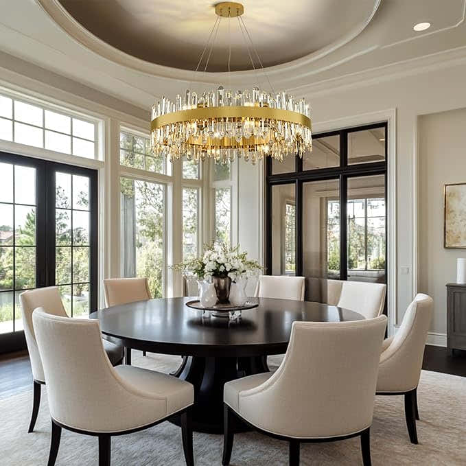 MDEGLYO Modern Crystal Round Chandelier