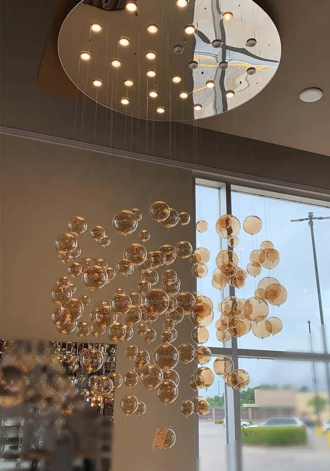 Customized Modern Glass Chandelier GU10 Hanging Staircase Chandelier Pendant Light For Room Villa