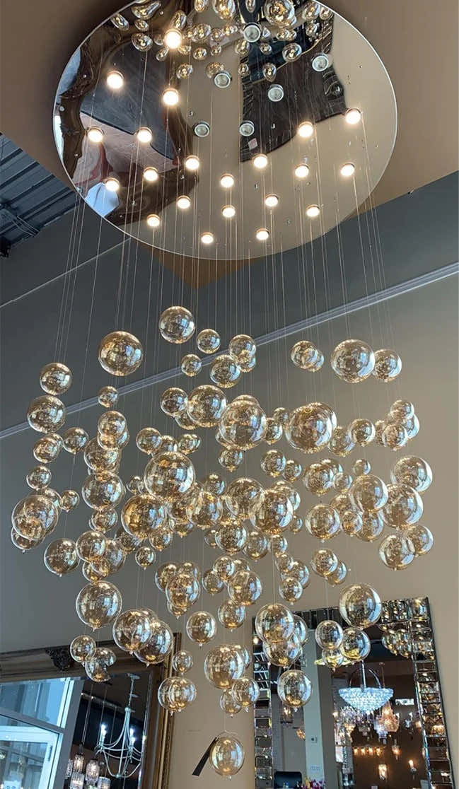 Customized Modern Glass Chandelier GU10 Hanging Staircase Chandelier Pendant Light For Room Villa