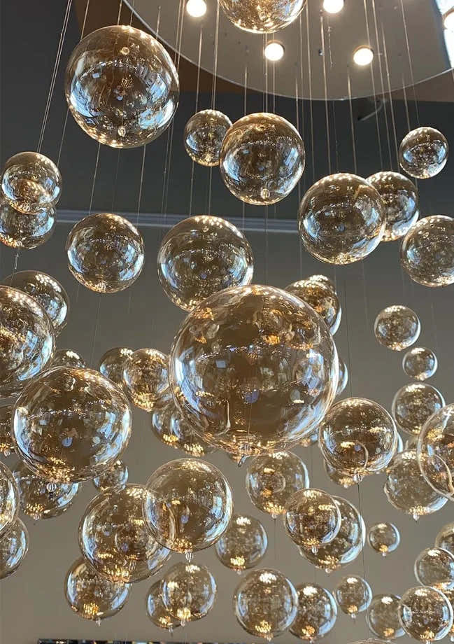 Customized Modern Glass Chandelier GU10 Hanging Staircase Chandelier Pendant Light For Room Villa