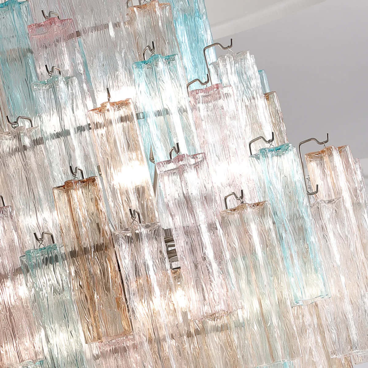 Petalia Murano Glass Diamond Chandelier 54"H - Colorful Glass