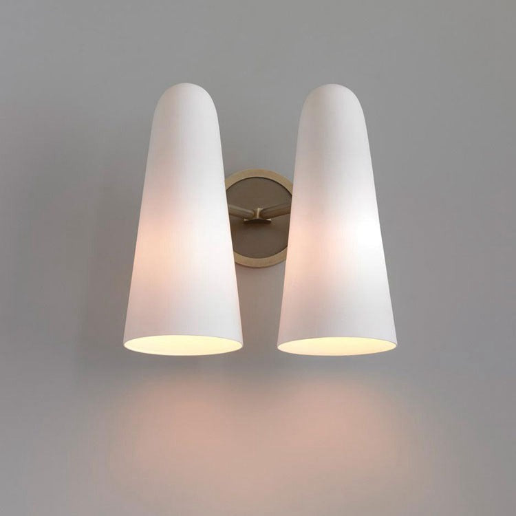 Ola White Ceram Double Shade Wall Sconce