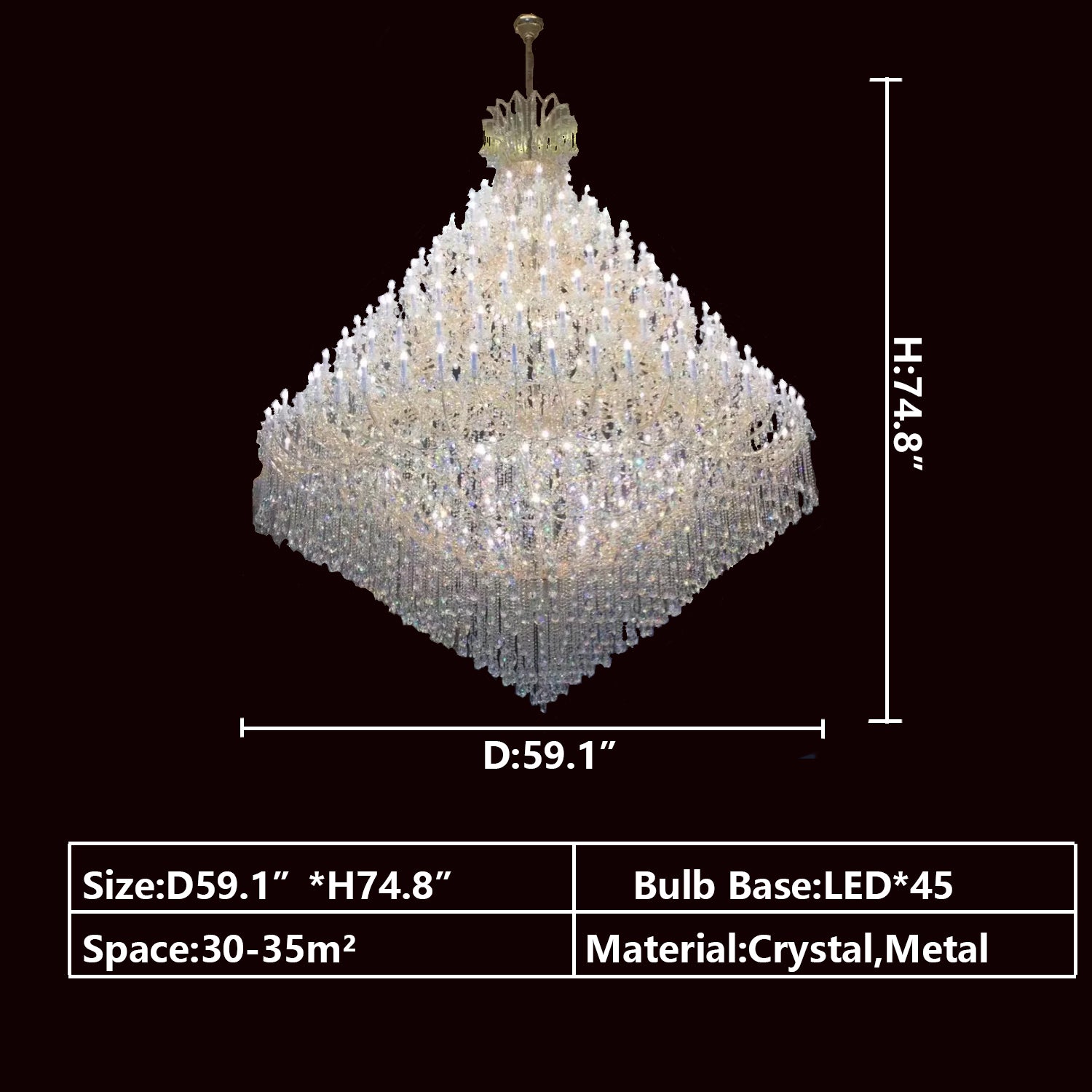 Extra Large Traditional Luxury Multi-tiers Candle Branch Raindrop Crystal Pendant Chandelier