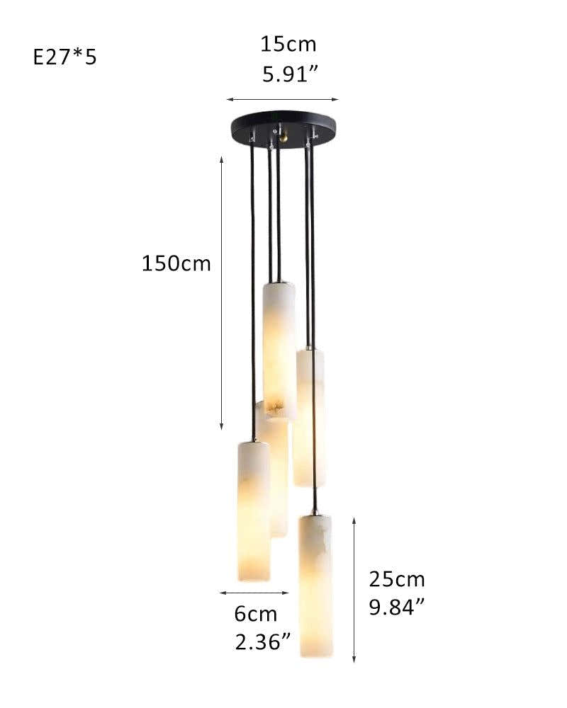 Elegant Lighting Linear Nature Stone 2" Wide Alabaster Chandelier