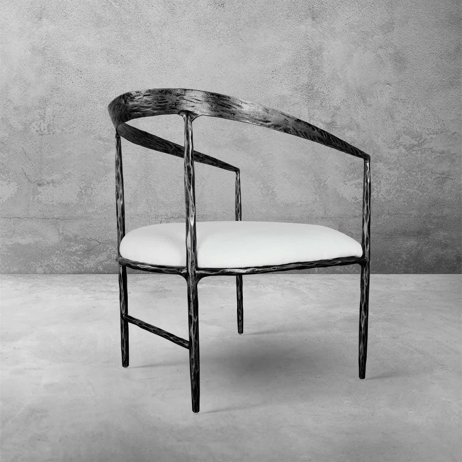 Hand-Forged Metal Curved Chair