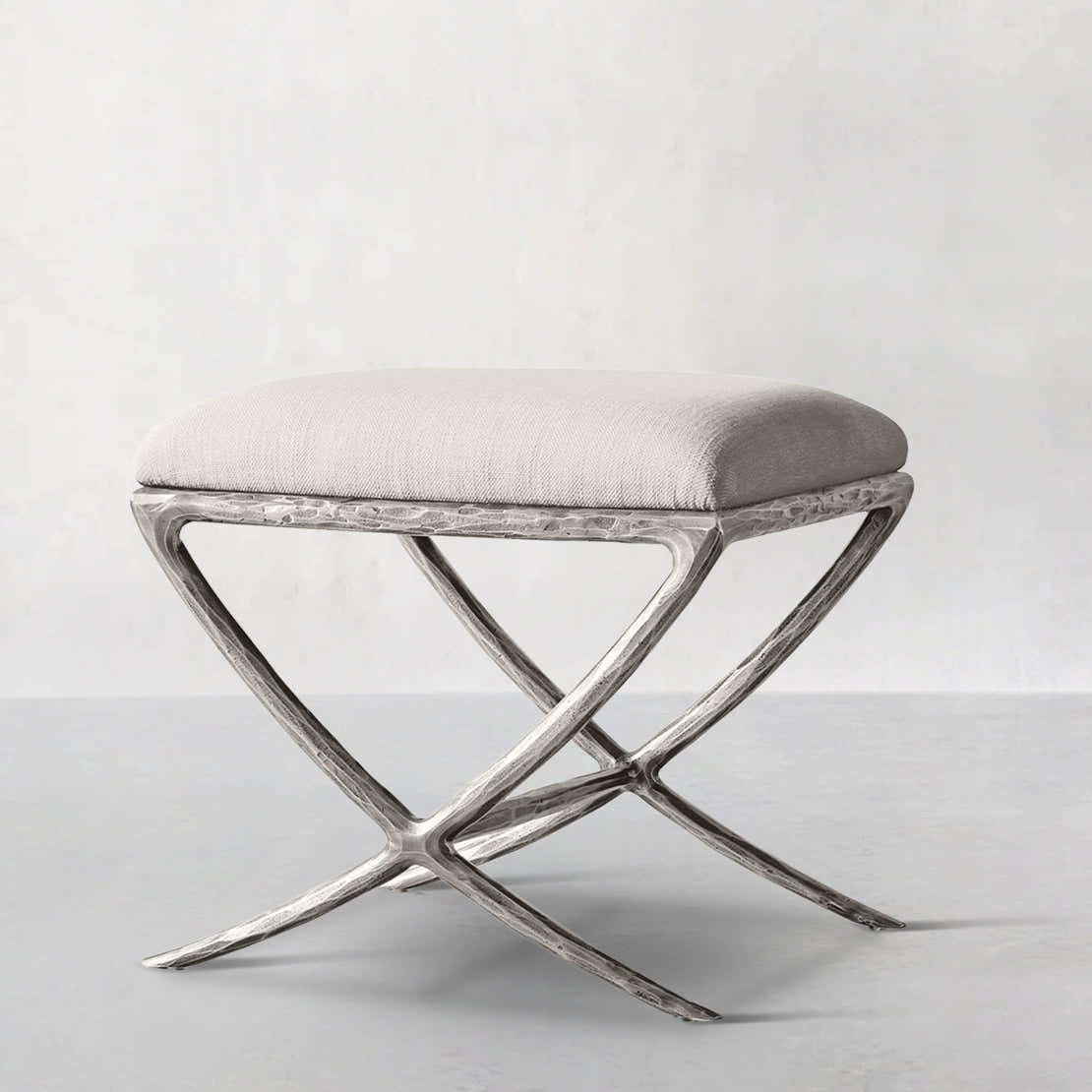Hand-Forged Metal X-base Stool