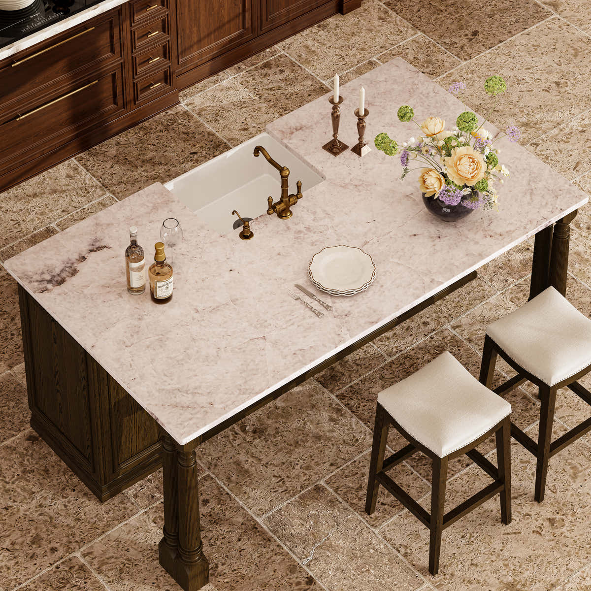 Custom Stone Kitchen Island