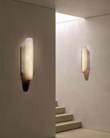 Vanity light fixtures Estelle Alabaster Hillside Flush Mounted Wall Sconces Height 20" 30"
