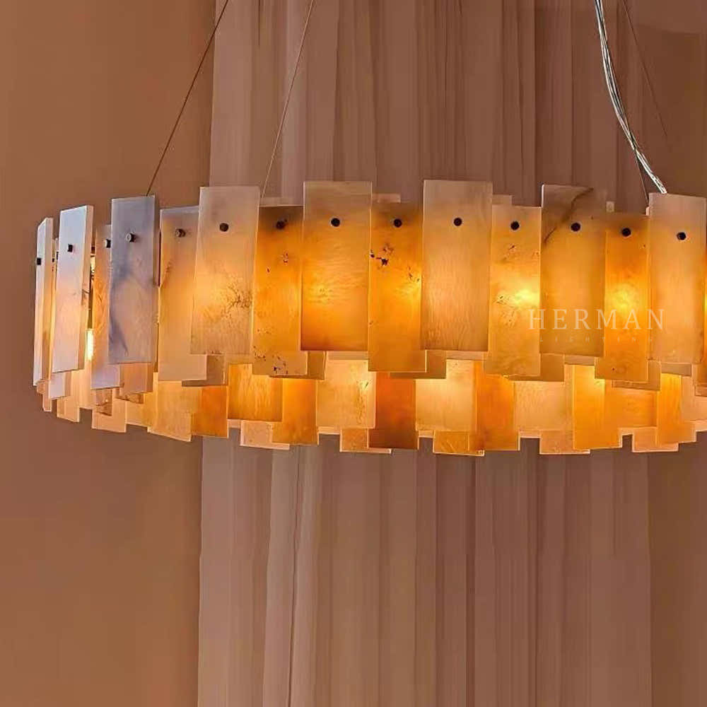 Halo Round Alabaster Chandelier
