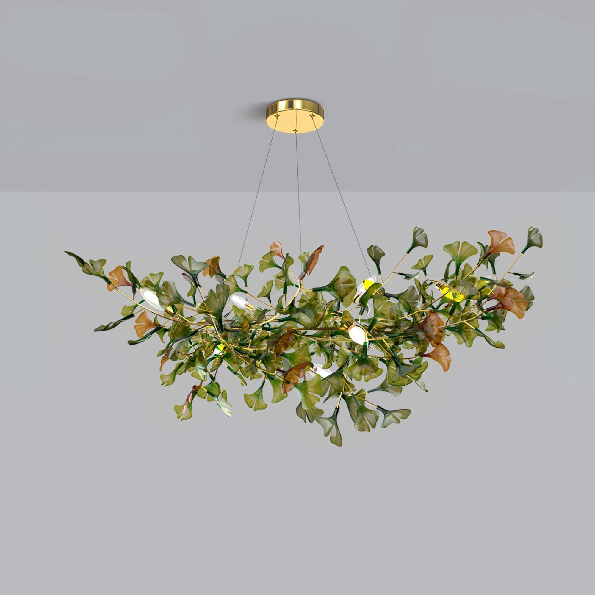 Green/Brown Ginkgo Chandelier Style B