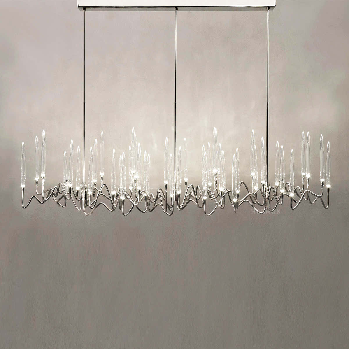 Custom Size Pezzo Crystal Long Chandelier L70''