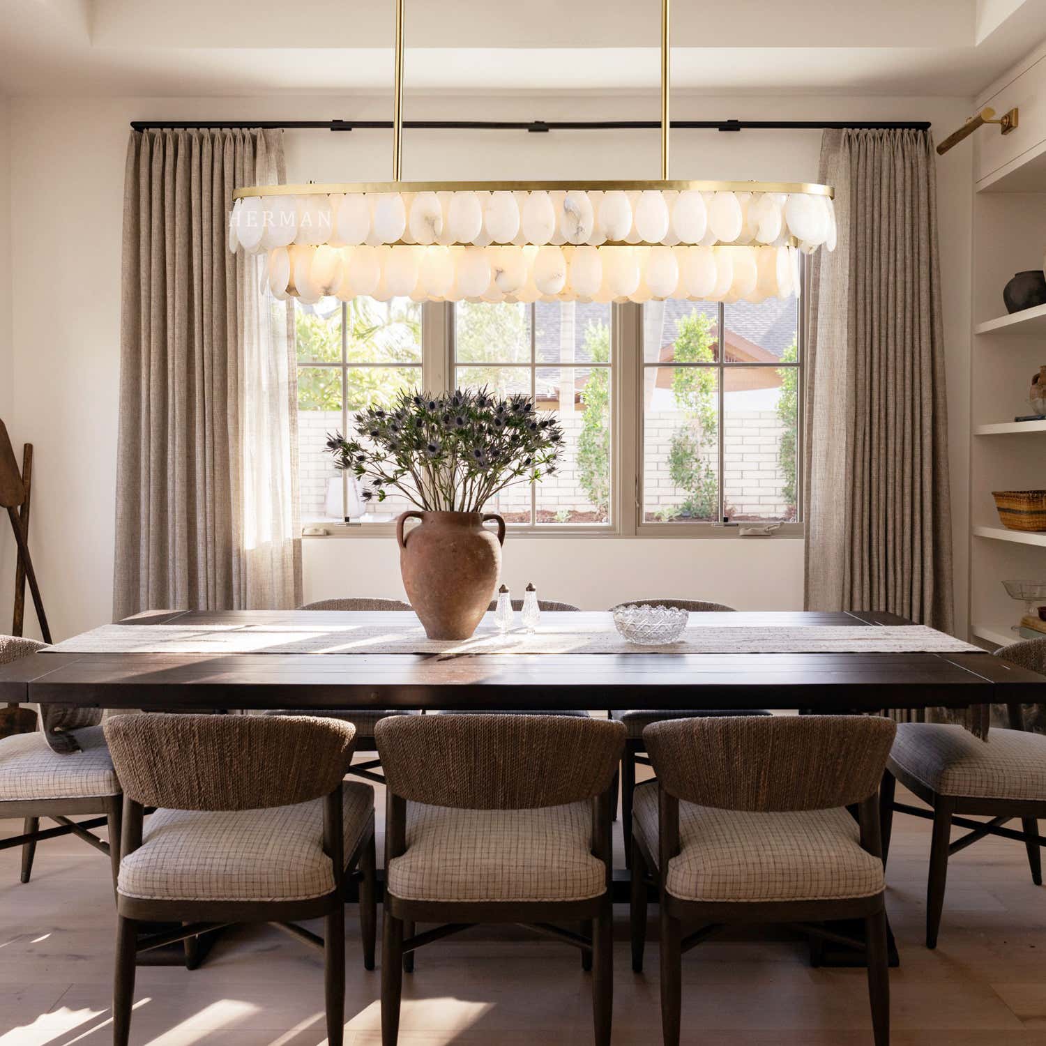 Solene Alabaster Linear Chandelier 45"