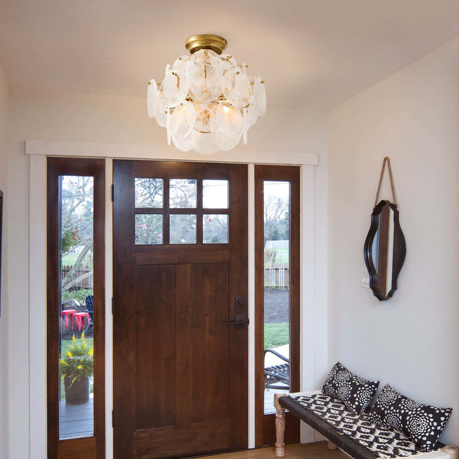 Riviera Glass Disc Round Flush Mount 12"