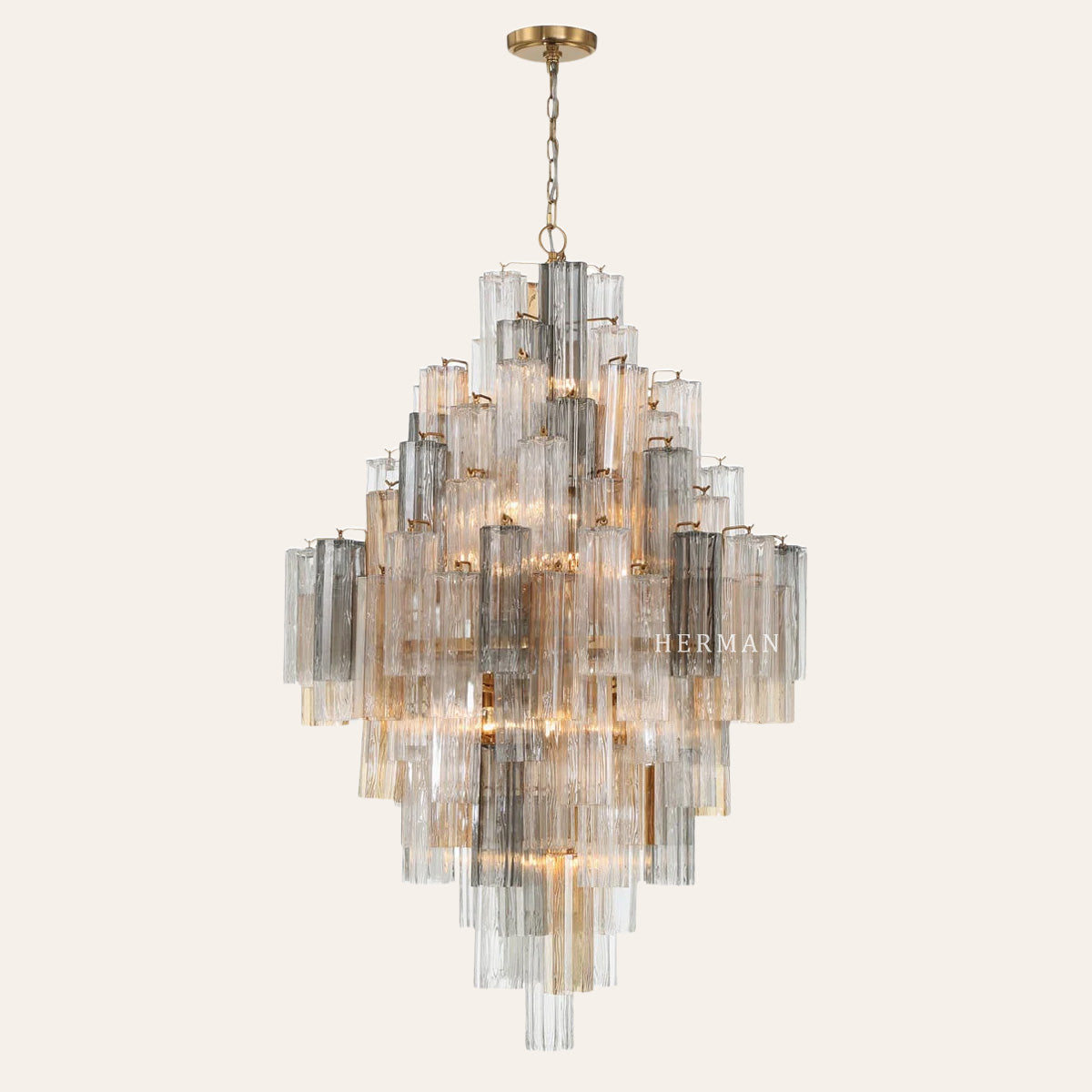 Addis Murano Glass Diamond Chandelier 49"H