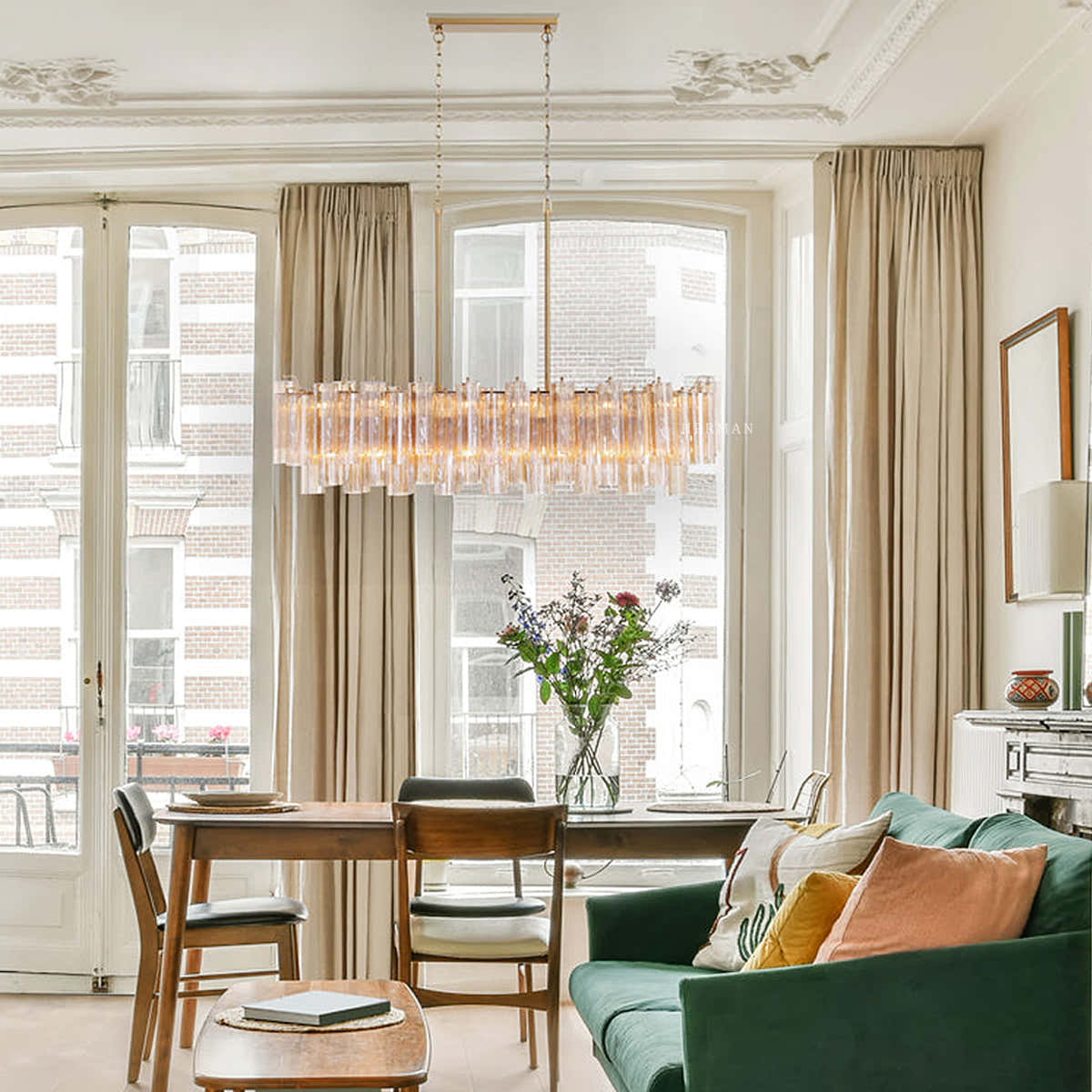 Addis Murano Glass Linear Chandelier 51"