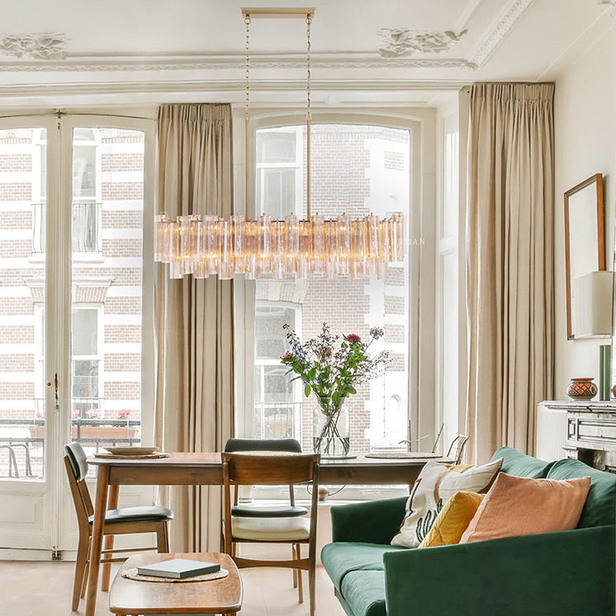 Addis Murano Glass Linear Chandelier 51"