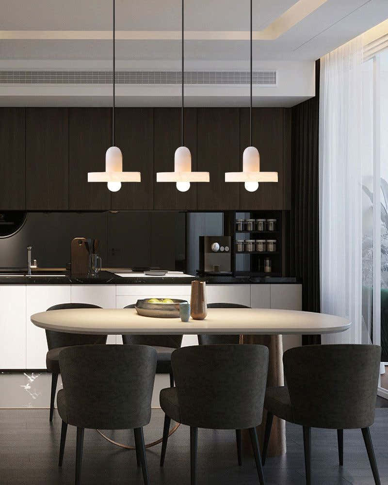 White Alabaster Kitchen Island Pendant Lamp