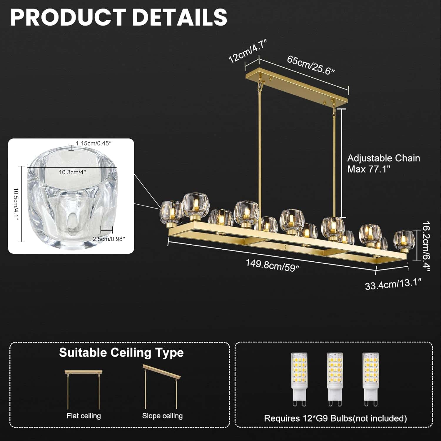 Modern Crystal Rectangle Wagon Wheel Chandeliers