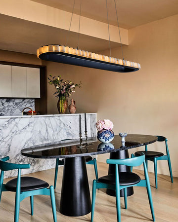 Ring Alabaster Oval Chandelier for Kitchen Island