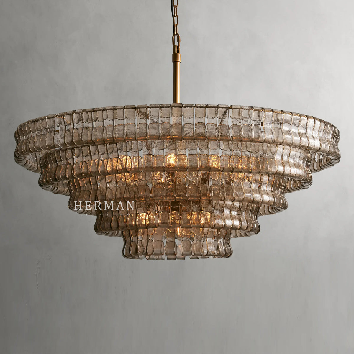 Amor 5-Tier Ghiaccio Glass Pendant Round Chandelier 48"