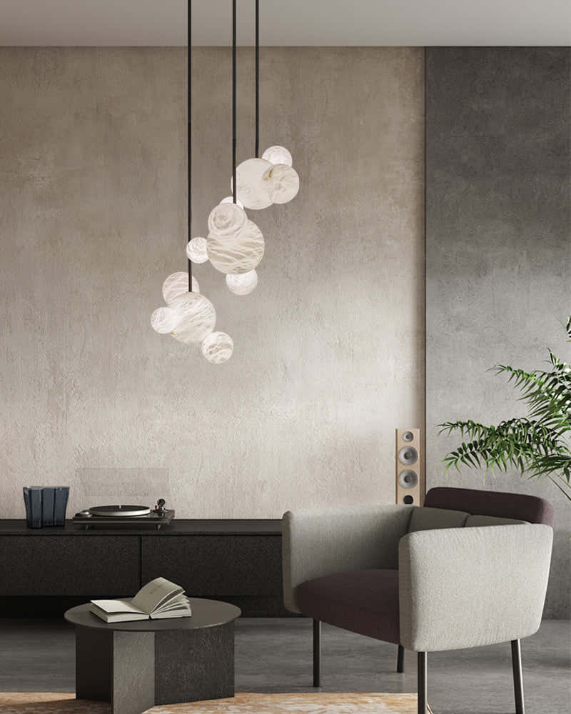 Minimalist Antique Alabaster Cluster Pendant Light Fixtures 6" Wide