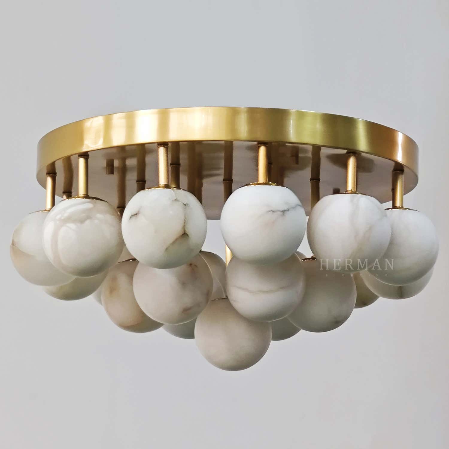 Alabaster Semi Flush Mount with Etched Opal Marble Shades