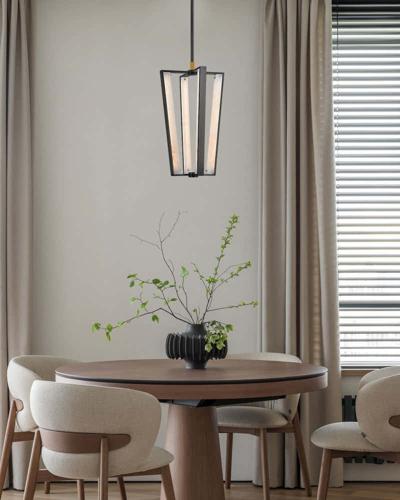 Aged Brass/Black LED Arm Edgemere Cage Collection Linear Pendants Light 16"