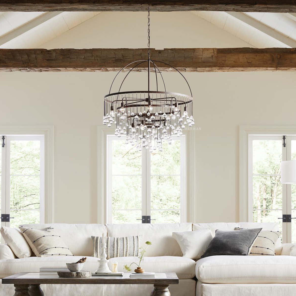 Aubrey Modern Crystal Ball 4 Tier Chandelier 37"
