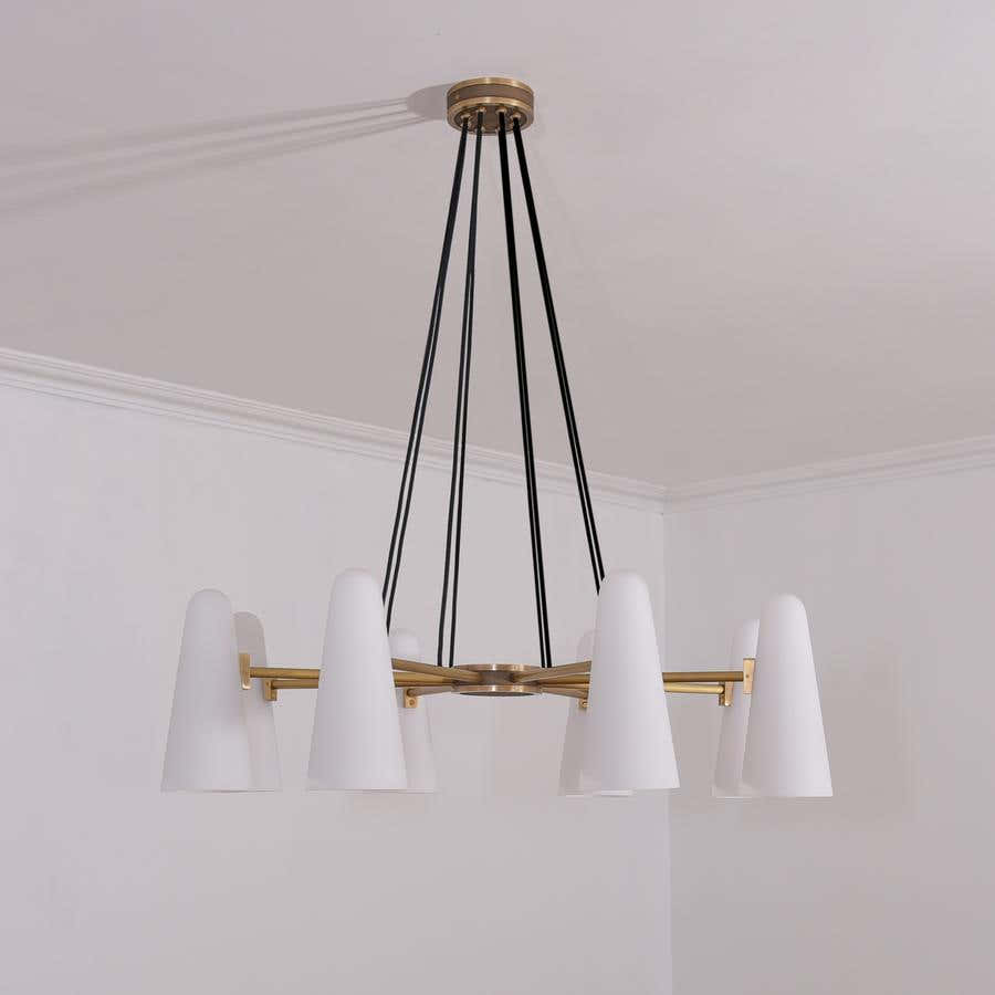 Sulis White Ceramics Round Chandelier 36", 8-lights