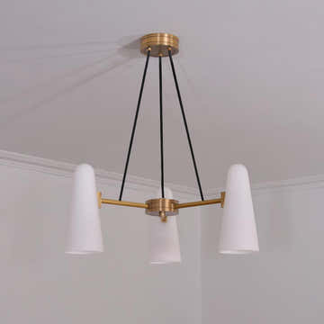 Sulis White Ceramics Round Chandelier 32", 3-lights