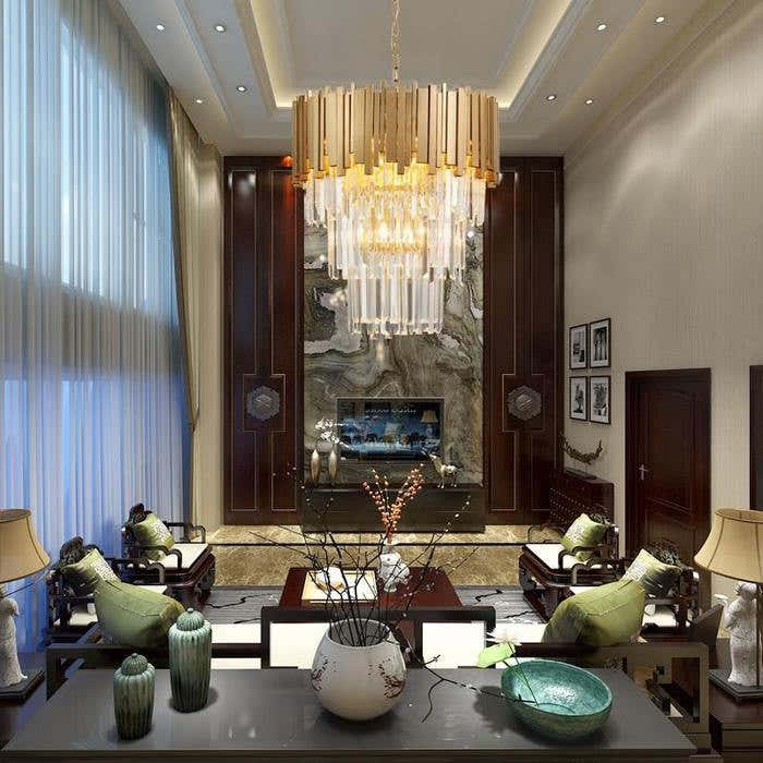 Enoch Three Tier Gold Plated Crystal Chandelier