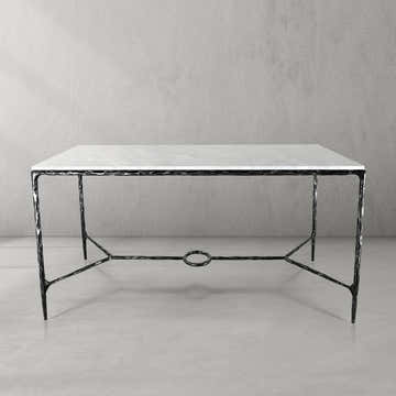 Hand-Forged Metal Rectangle Marble Desk