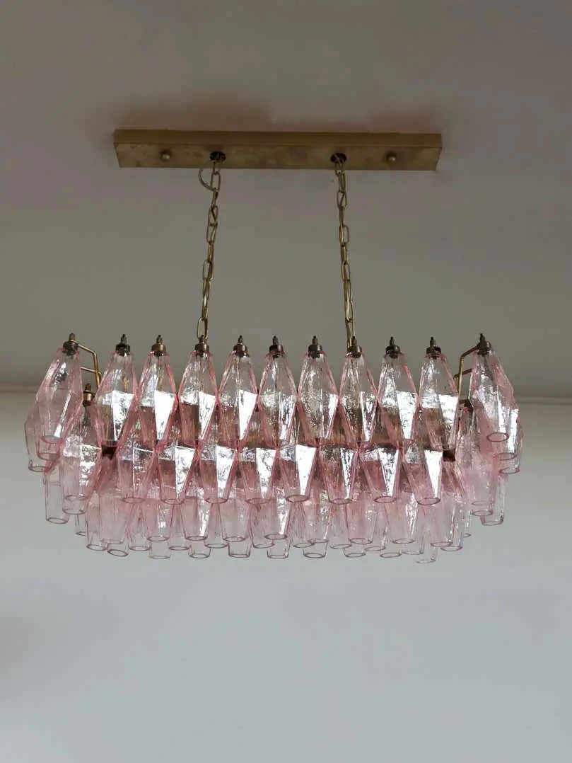 Murano Chandelier – Poliedri – 84 glasses – Pink
