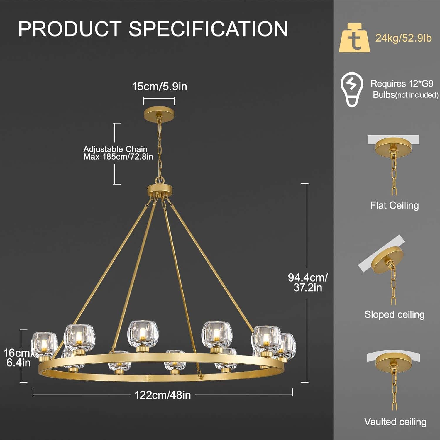 Modern Crystal Farmhouse Wagon Wheel Chandeliers for Dining Room
