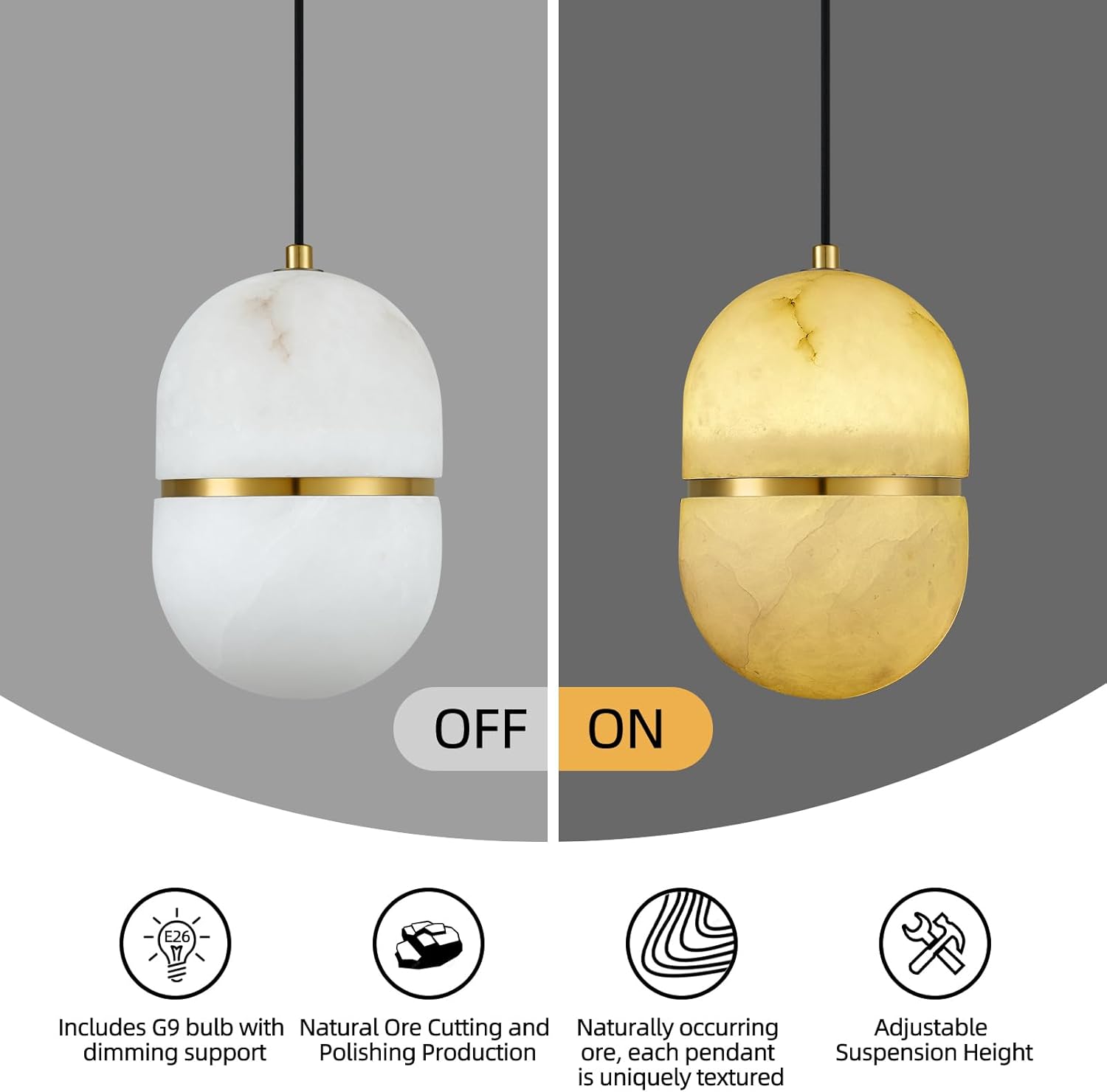 Alabaster Pendant Lights Kitchen Island - Fast Delivery-1-Luxehomezone