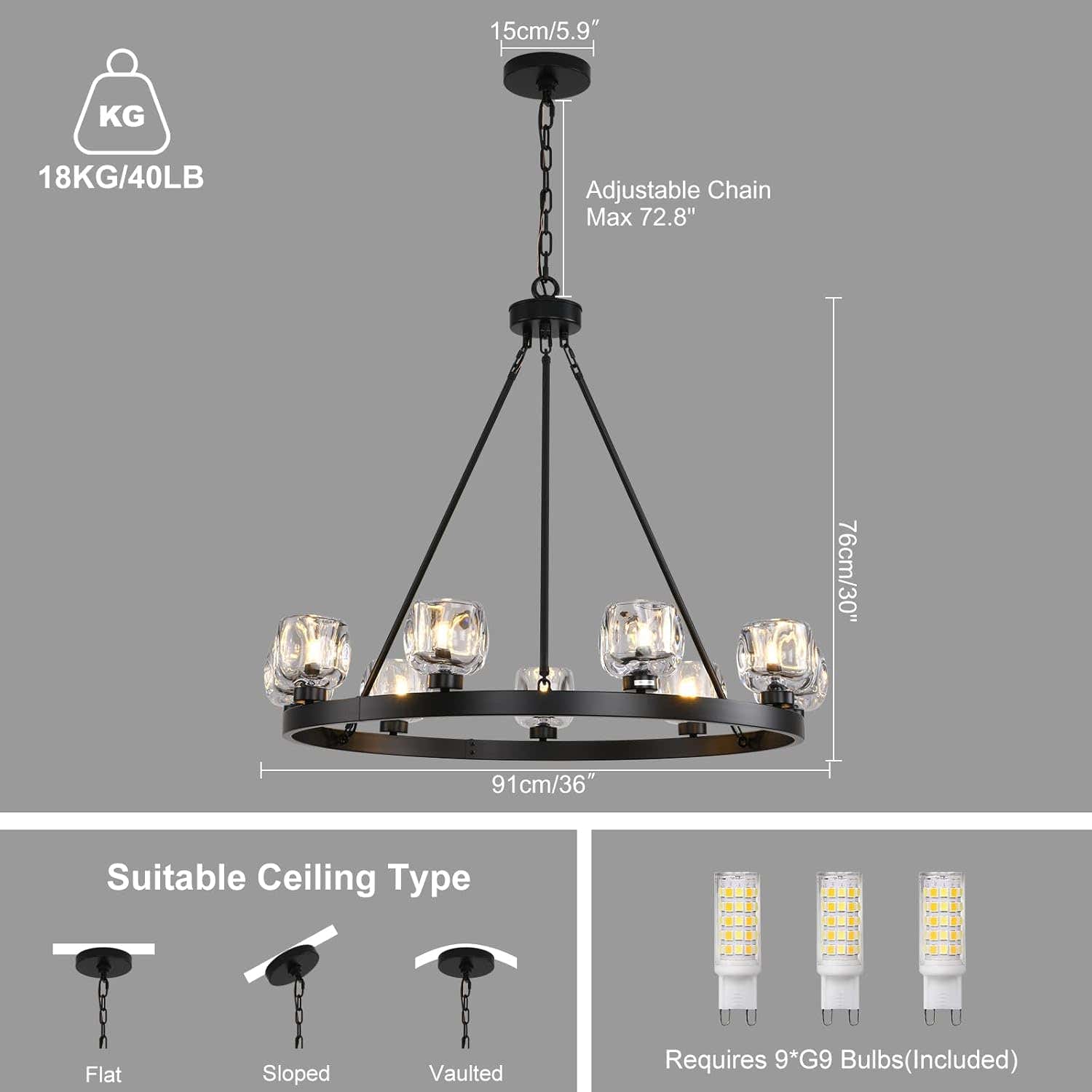 Modern Crystal Farmhouse Wagon Wheel Chandeliers for Dining Room
