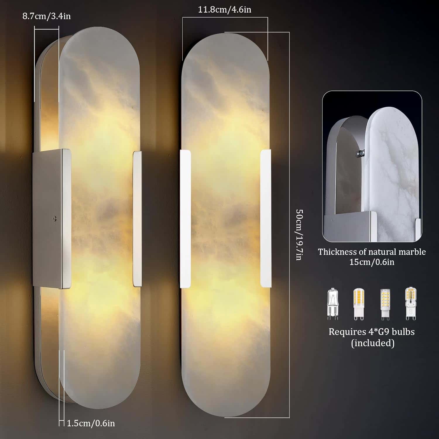 Trinidad Alabaster Wall Sconces 14" 20"