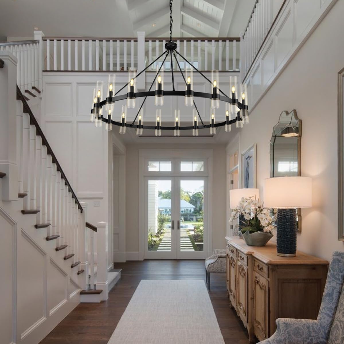 Farmhouse Wagon Wheel Chandelier 60" 70" - Fast Delivery-1-Luxehomezone