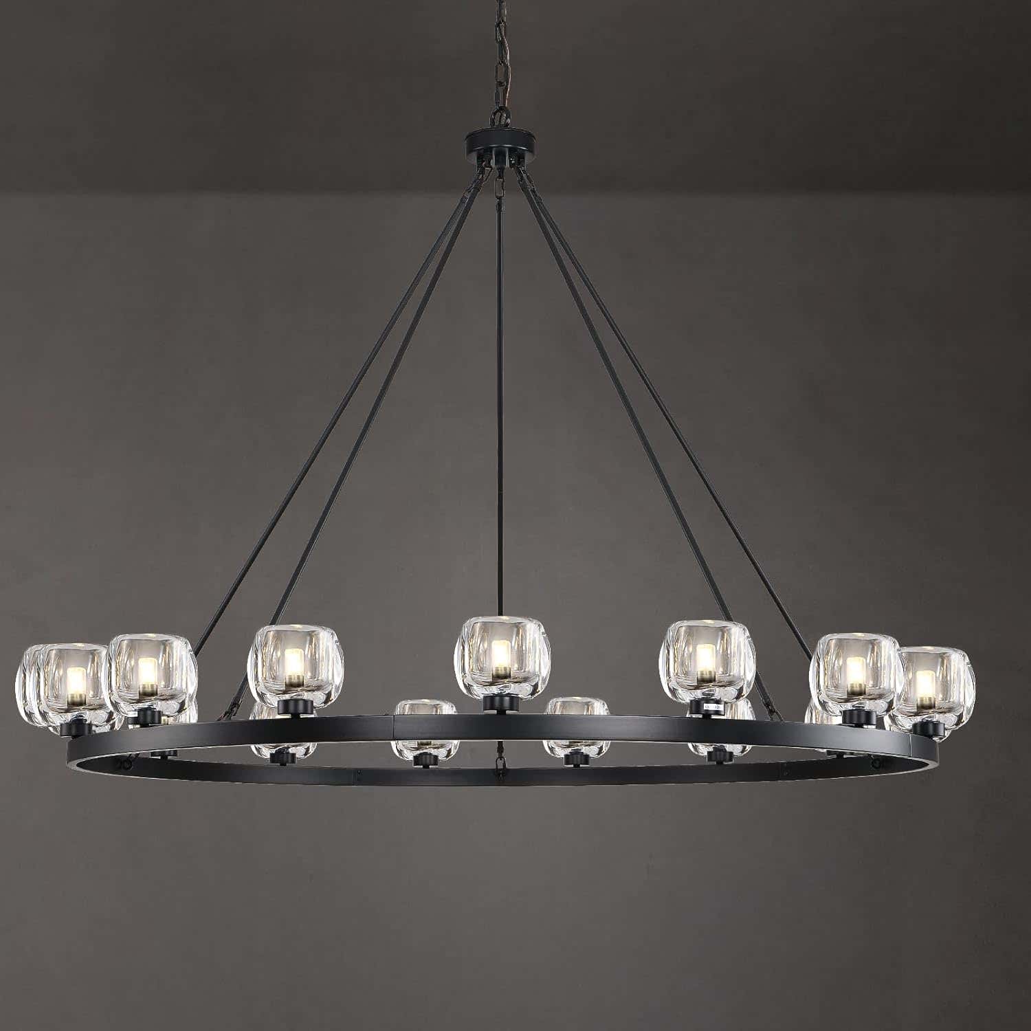 Modern Crystal Farmhouse Wagon Wheel Chandeliers for Dining Room